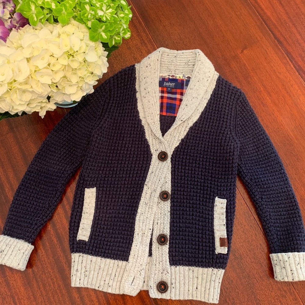 Boys Ted Baker navy button up sweater